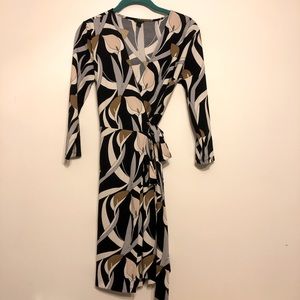 Ann Taylor Calla Lily Print Wrap Dress EUC